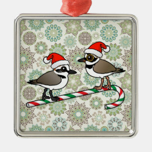 Santa Plovers Metal Ornament