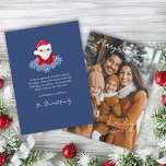 Santa Poinsettia Christmas Poem 1 Photo Minimal Holiday Card<br><div class="desc">This simple,  minimal Christmas card is a modern twist on classic holiday motifs of a hand drawn Santa and red poinsettia on a beautiful traditional blue background and featuring your family photo as the star of the card!</div>