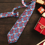 Santa Poinsettia Traditional Add Initial Christmas Tie<br><div class="desc">This fun and festive design features a hand drawn Santa Claus and poinsettia in classic red and blue for that cosy,  traditional holiday feeling with a hint of whimsy. Original art by Malissa Melrose. Add Initials to personalise.</div>