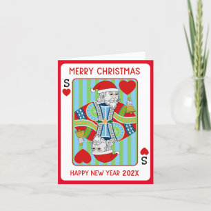 Santa Poker Christmas and Happy new year Card