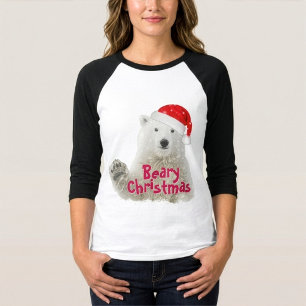 Santa Polar Bear   Beary Christmas T-Shirt