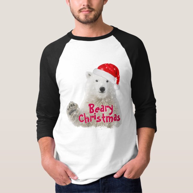 Santa Polar Bear | Beary Christmas T-Shirt (Front)