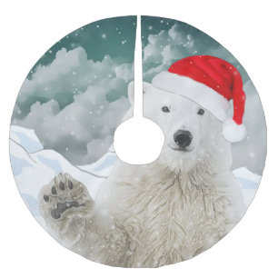 Santa Polar Bear   Beary Christmas Tree Skirt