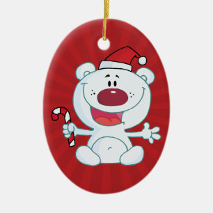 Santa Polar Bear Ceramic Tree Decoration