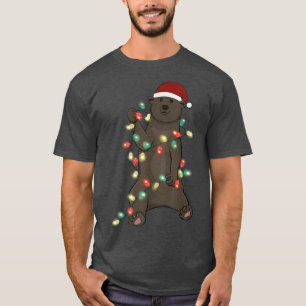 Santa Polar bear Christmas colour led light Xmas P T-Shirt