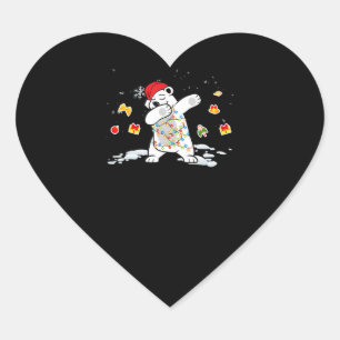 Santa Polar Bear Christmas Lights Bear Lover Heart Sticker