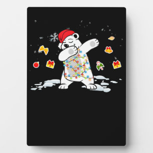 Santa Polar Bear Christmas Lights Bear Lover Plaque
