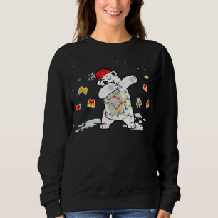 Santa Polar Bear Christmas Lights Bear Lover Sweatshirt