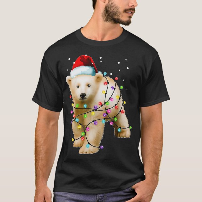 Santa Polar Bear, Christmas, Men Women Kids, Bear  T-Shirt (Front)
