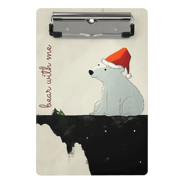 Santa Polar Bear Christmas Mini Clipboard (Front)
