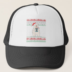 Santa Polar Bear Ugly Christmas Sweater Family Mat Trucker Hat