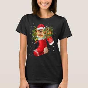 Santa Pomeranian In Christmas Sock Pajama T-Shirt