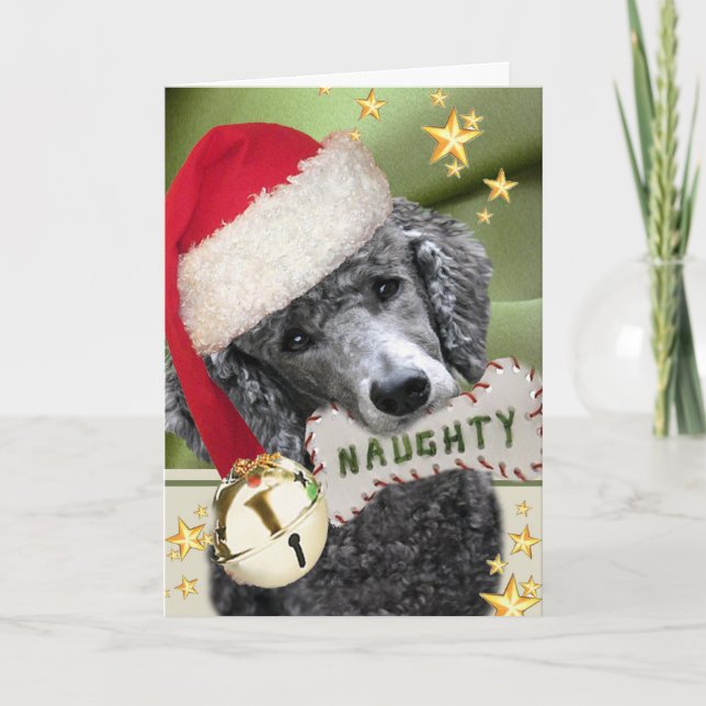 Santa Poodle Naughty or Nice Cards (Front)