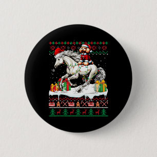 Santa Poodle Riding Horse Christmas Sweater Lover 6 Cm Round Badge