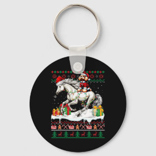 Santa Poodle Riding Horse Christmas Sweater Lover  Key Ring