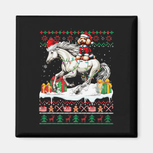 Santa Poodle Riding Horse Christmas Sweater Lover Magnet