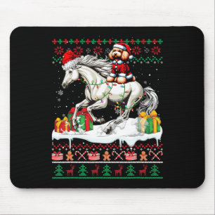 Santa Poodle Riding Horse Christmas Sweater Lover Mouse Pad