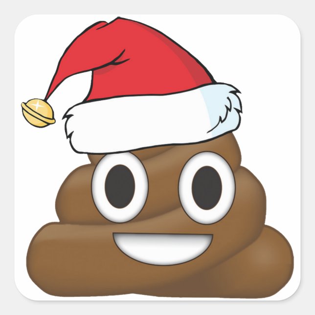 Santa Poop Christmas Gift Wrap Emoji Square Sticker (Front)