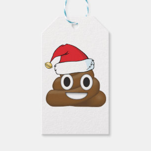 Santa Poop Christmas Gift Wrap Emoji Tags
