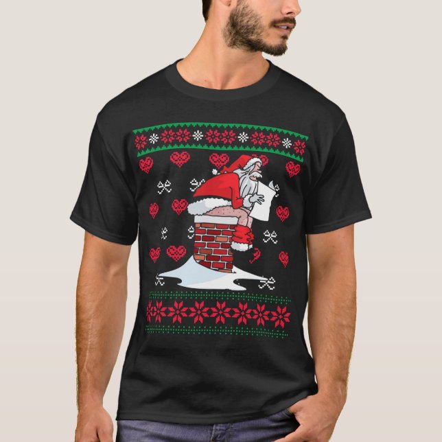 Santa Pooping Down Chimney Ugly Xmas Sweater Chris (Front)
