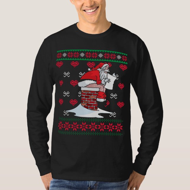 Santa Pooping Down Chimney Ugly Xmas Sweater Chris (Front)