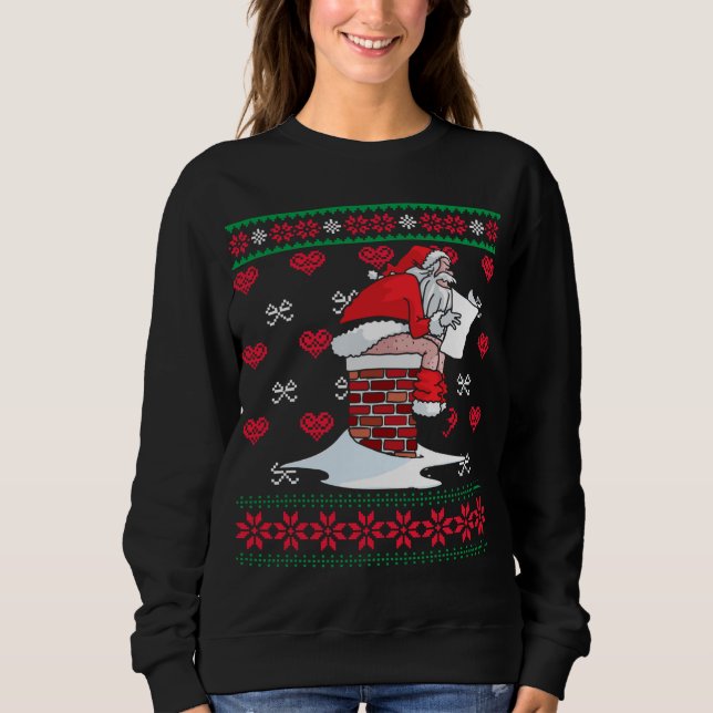 Santa Pooping Down Chimney Ugly Xmas Sweater Chris (Front)