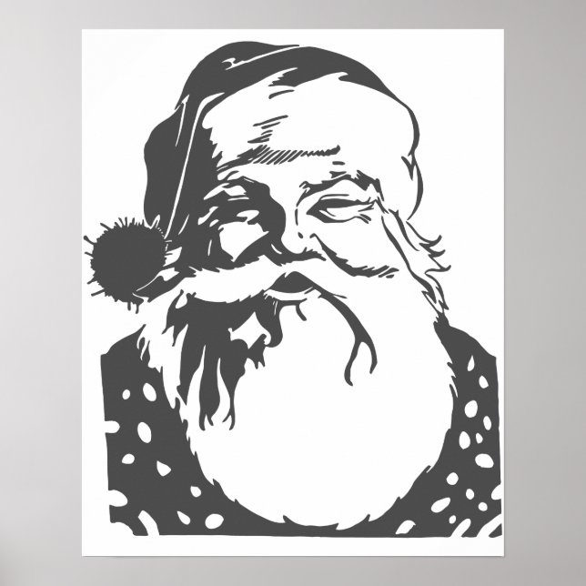Santa Pop art Merry Christmas light gray Poster (Front)