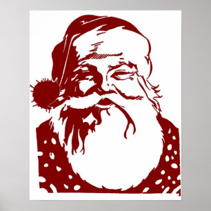 Santa Pop art Merry Christmas red Poster