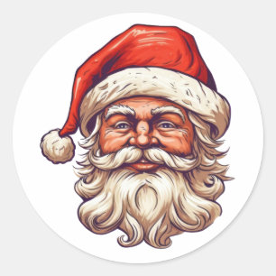 Santa portrait drawing. classic round sticker