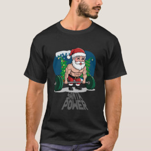 Santa Power Weightlifting Deadlift Fitness Gym T-Shirt