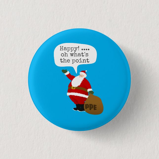Santa PPE 3 Cm Round Badge (Front)