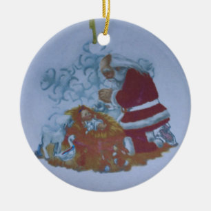 Santa Pray Over Baby Jesus Ornament