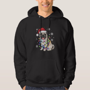 Santa Pug Christmas Lights Xmas Dog Lover  Hoodie
