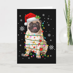 Santa Pug Christmas Lights Xmas Dog Lover Men Wome Card