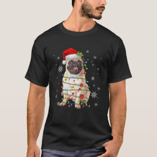 Santa Pug Christmas Tree Light Pajama Dog X mas Ma T-Shirt