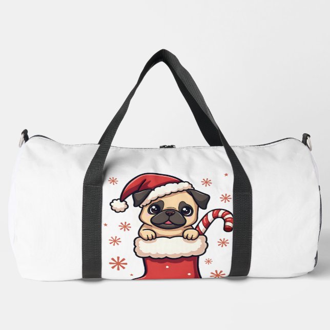 Santa Pug Delight Duffle Bag (Front)
