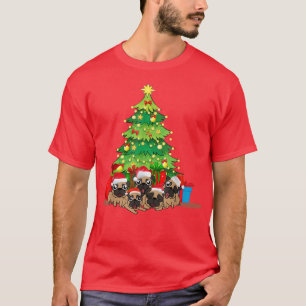Santa Pug Dog Christmas Merry Pugmas Xmas Tree Lig T-Shirt
