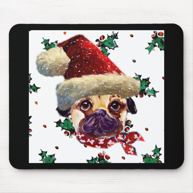 Santa Pug Mouse Pad (Front)