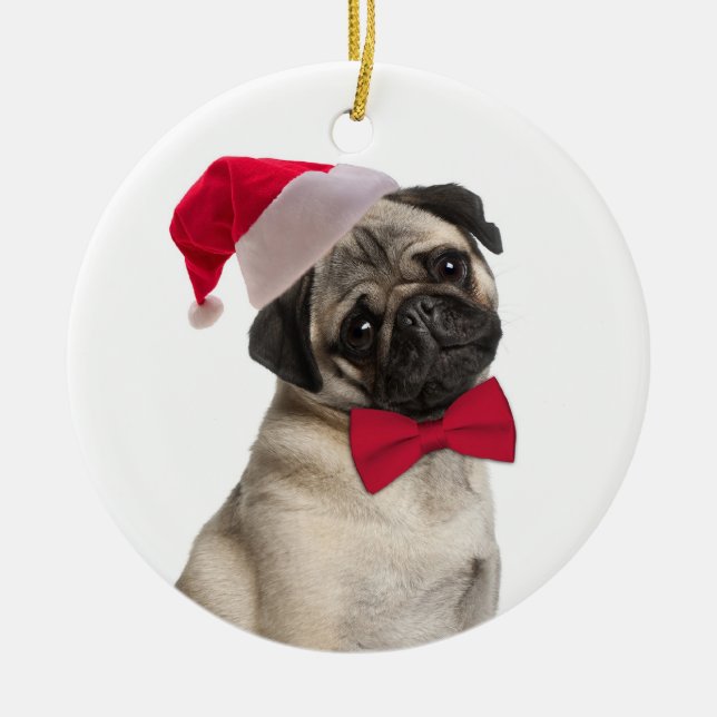 Santa Pug Ornament (Front)