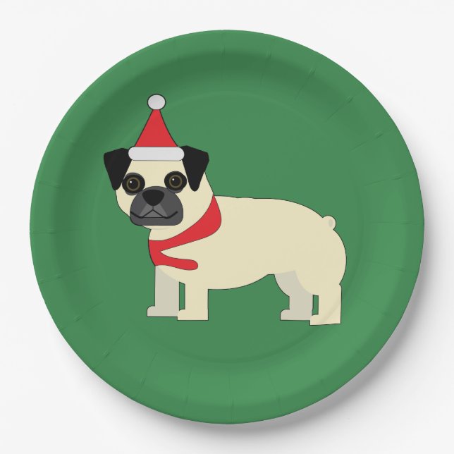 Santa Pug Paper Plate (Front)