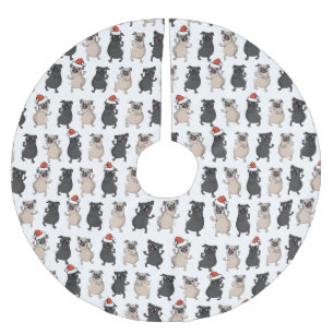 Santa Pug Puppy Holiday Pooch Custom Christmas Brushed Polyester Tree Skirt