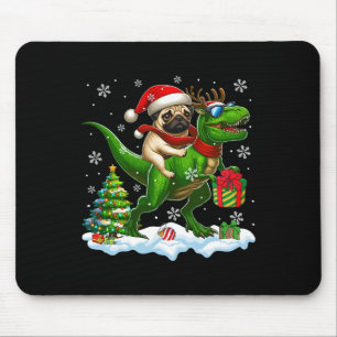 Santa Pug Riding Reindeer T-rex Christmas Kids Tod Mouse Pad