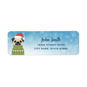 Santa Pug Ugly Sweater Snowflake Address Labels