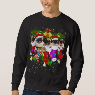 Santa Pugs in Christmas Socks Funny Xmas Dog Lover Sweatshirt
