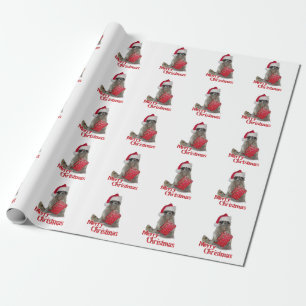 Santa Racoon Bandit - Merry Christmas Wrapping Paper