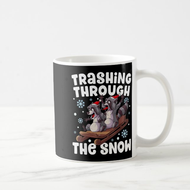 Santa Racoon Trashing Through The Snow Cute Christ Coffee Mug (Right)