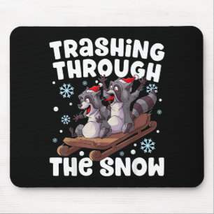 Santa Racoon Trashing Through The Snow Cute Christ Mouse Pad