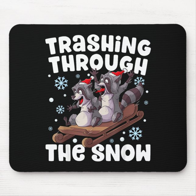 Santa Racoon Trashing Through The Snow Cute Christ Mouse Pad (Front)