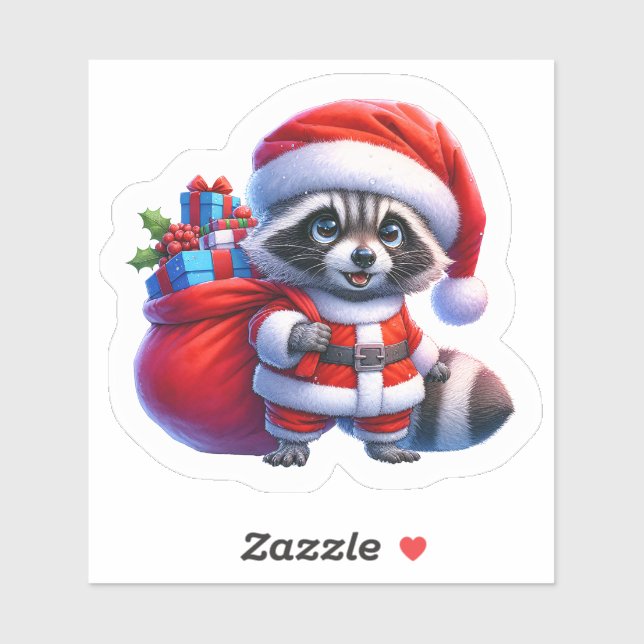 Santa Racoon With Christmas Gifts (Sheet)