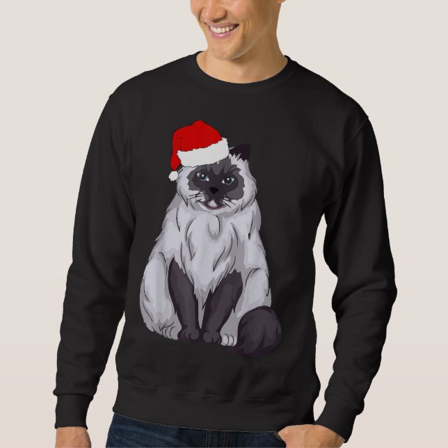 Santa Ragdoll Cat Christmas Pajama Funny Xmas Gift Sweatshirt (Front)